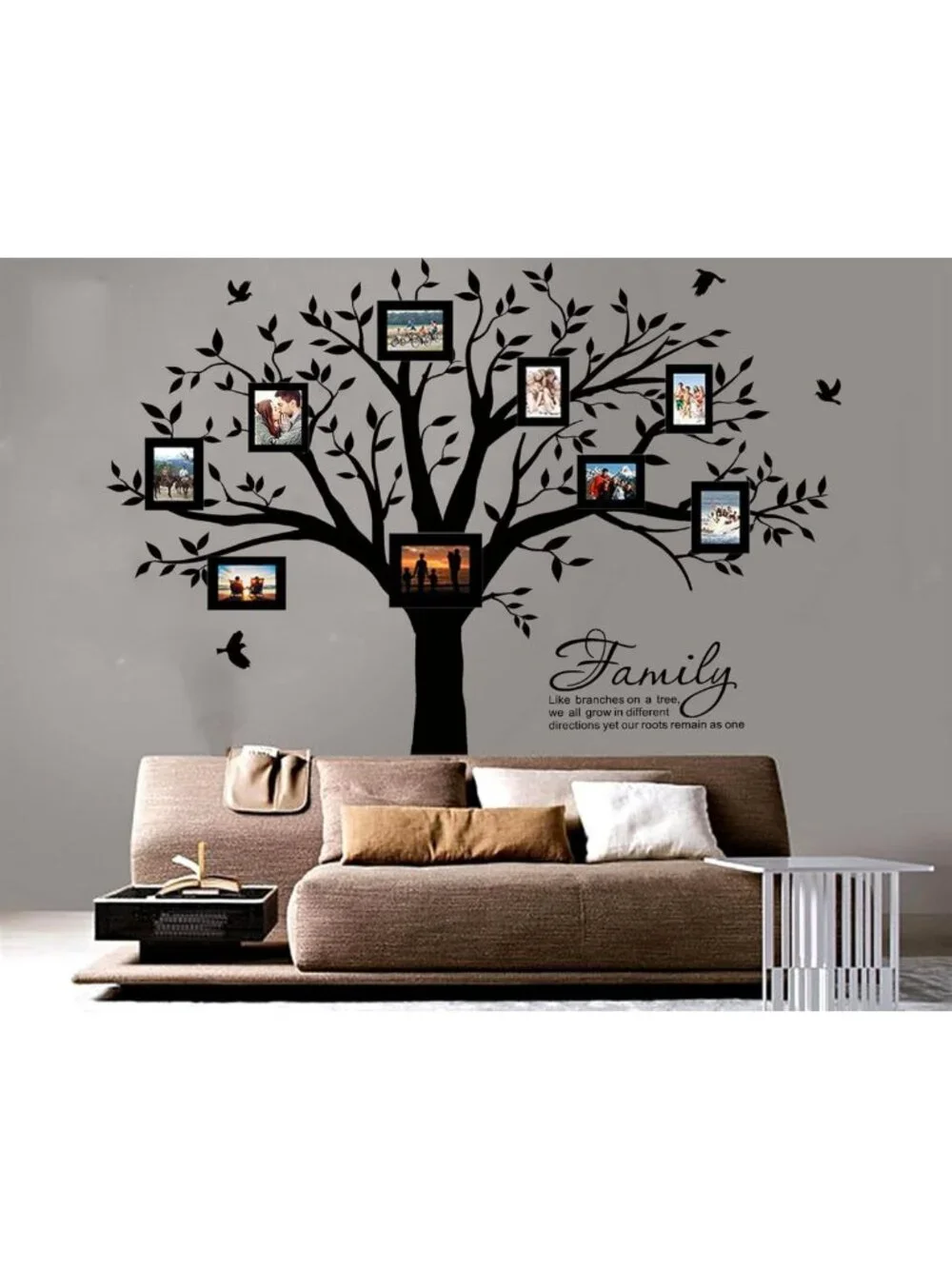 Family Tree Wall Decal - Inspirational Quote, Home Decor for Living Room, 83x83